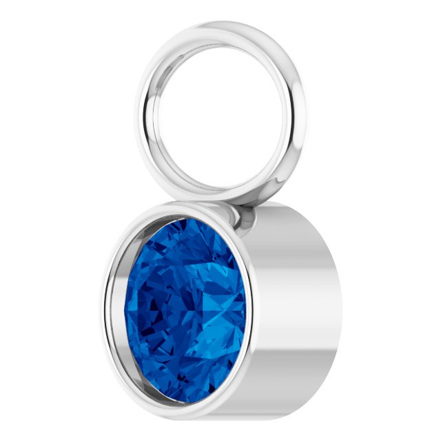 Platinum Lab-Grown Sapphire Bezel-Set Hoop Dangle, 6.17 mm x 8.51 mm