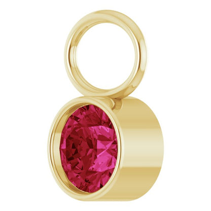 Lab-Grown Ruby Bezel-Set Hoop Dangle, 6.17 mm x 8.51 mm