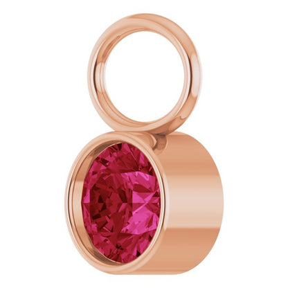 Lab-Grown Ruby Hoop Dangle, 6.17 mm x 8.51 mm
