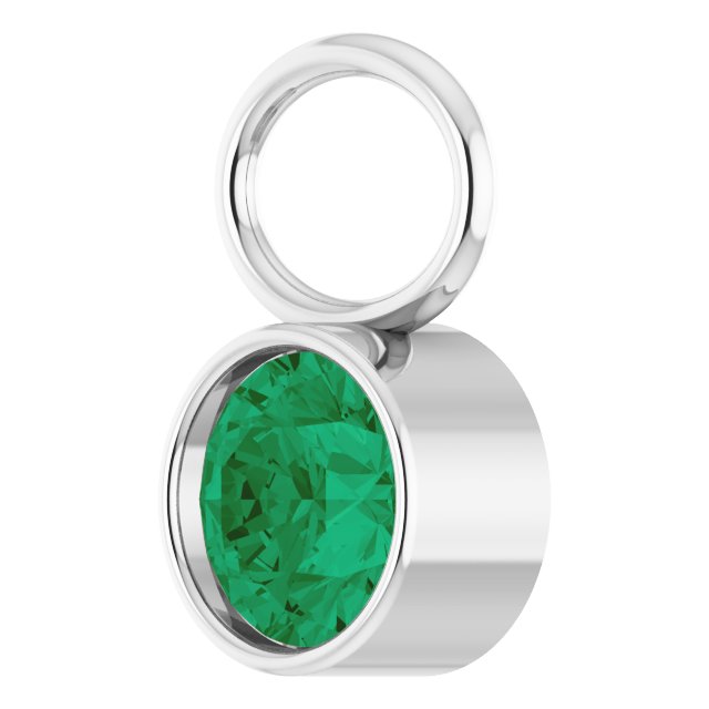 Lab-Grown Emerald Hoop Dangle, 6.17 mm x 8.51 mm