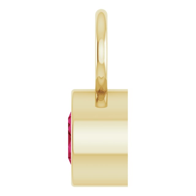 Lab-Grown Ruby Bezel-Set Hoop Dangle, 6.17 mm x 8.51 mm