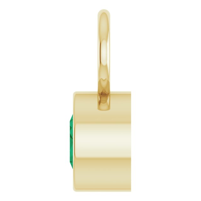 Lab-Grown Emerald Bezel-Set Hoop Dangle, 6.17 mm x 8.51 mm