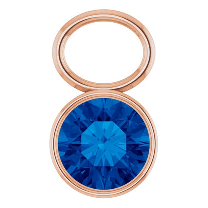 Lab-Grown Blue Sapphire Hoop Dangle, 6.17 mm x 8.51 mm