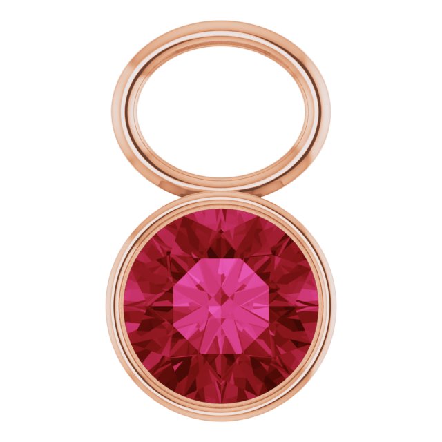 Lab-Grown Ruby Hoop Dangle, 6.17 mm x 8.51 mm