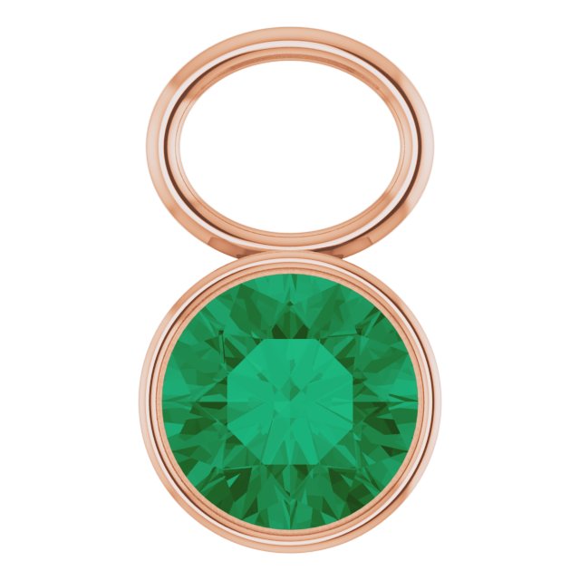 Lab-Grown Emerald Hoop Dangle, 6.17 mm x 8.51 mm
