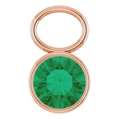 Lab-Grown Emerald Hoop Dangle, 6.17 mm x 8.51 mm