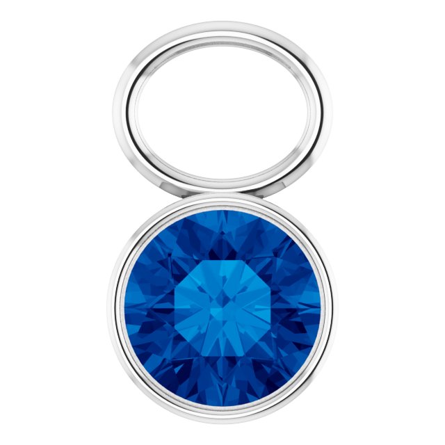 Platinum Lab-Grown Sapphire Bezel-Set Hoop Dangle, 6.17 mm x 8.51 mm