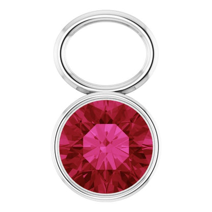 Lab-Grown Ruby Hoop Dangle, 6.17 mm x 8.51 mm
