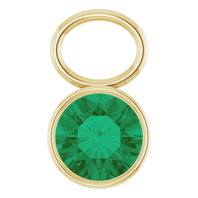 Lab-Grown Emerald Bezel-Set Hoop Dangle, 6.17 mm x 8.51 mm