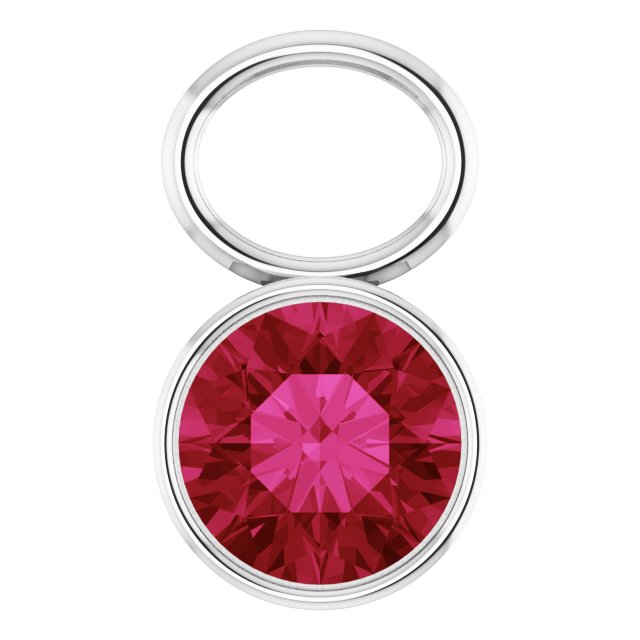 Lab-Grown Ruby Bezel-Set Hoop Dangle, 6.17 mm x 8.51 mm