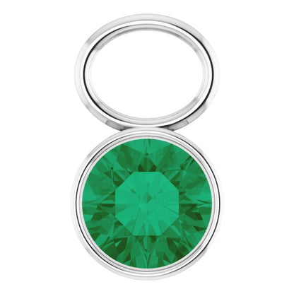 Lab-Grown Emerald Hoop Dangle, 6.17 mm x 8.51 mm