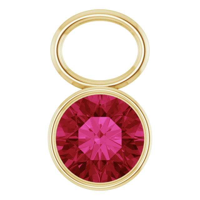 Lab-Grown Ruby Bezel-Set Hoop Dangle, 6.17 mm x 8.51 mm