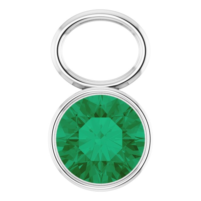 Lab-Grown Emerald Bezel-Set Hoop Dangle, 6.17 mm x 8.51 mm