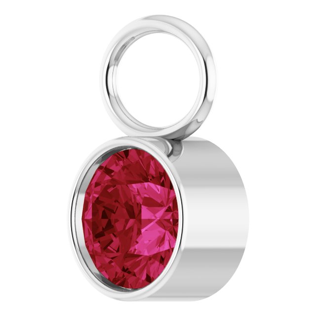 Lab-Grown Ruby Hoop Dangle, 6.17 mm x 8.51 mm