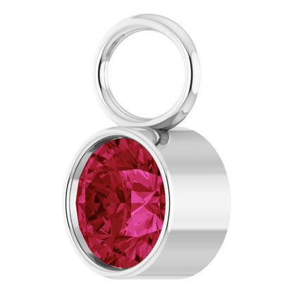 Lab-Grown Ruby Bezel-Set Hoop Dangle, 6.17 mm x 8.51 mm