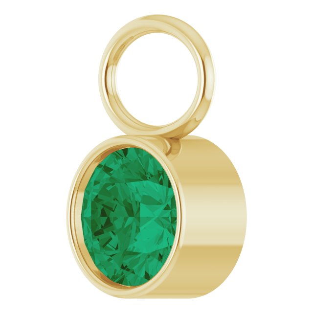 Lab-Grown Emerald Bezel-Set Hoop Dangle, 6.17 mm x 8.51 mm