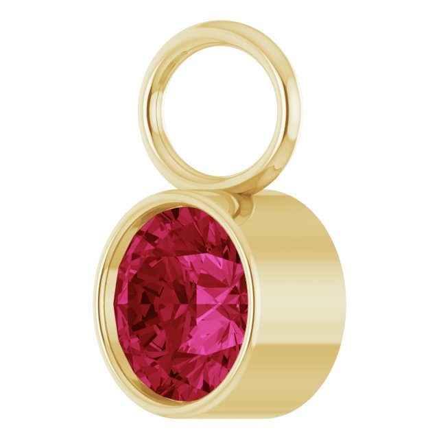 Lab-Grown Ruby Bezel-Set Hoop Dangle, 6.17 mm x 8.51 mm