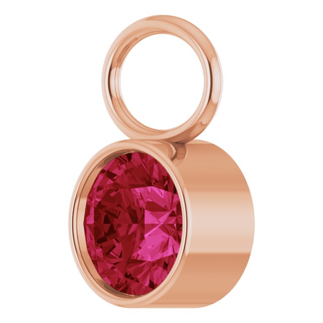 Lab-Grown Ruby Hoop Dangle, 6.17 mm x 8.51 mm