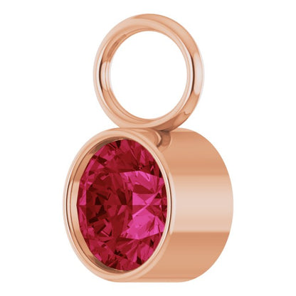 Lab-Grown Ruby Hoop Dangle, 6.17 mm x 8.51 mm