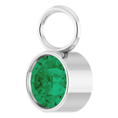 Lab-Grown Emerald Bezel-Set Hoop Dangle, 6.17 mm x 8.51 mm