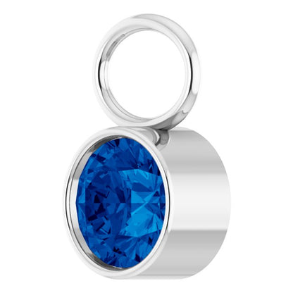 Platinum Lab-Grown Sapphire Bezel-Set Hoop Dangle, 6.17 mm x 8.51 mm