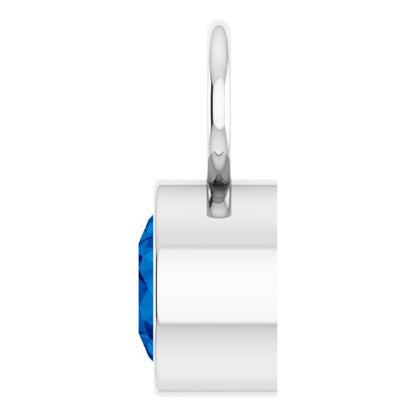 Platinum Lab-Grown Sapphire Bezel-Set Hoop Dangle, 6.17 mm x 8.51 mm