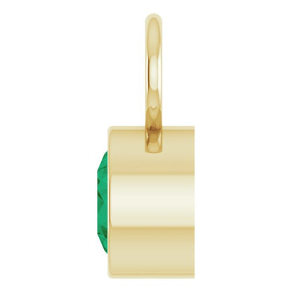 Lab-Grown Emerald Bezel-Set Hoop Dangle, 6.17 mm x 8.51 mm