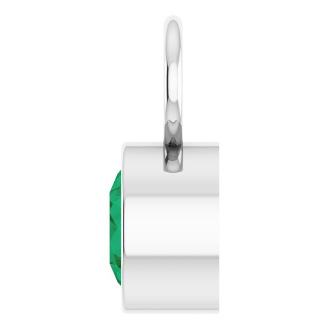 Lab-Grown Emerald Bezel-Set Hoop Dangle, 6.17 mm x 8.51 mm