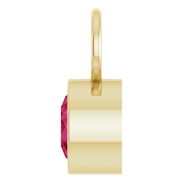 Lab-Grown Ruby Bezel-Set Hoop Dangle, 6.17 mm x 8.51 mm