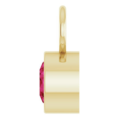 Lab-Grown Ruby Bezel-Set Hoop Dangle, 6.17 mm x 8.51 mm