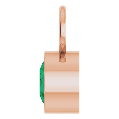Lab-Grown Emerald Hoop Dangle, 6.17 mm x 8.51 mm