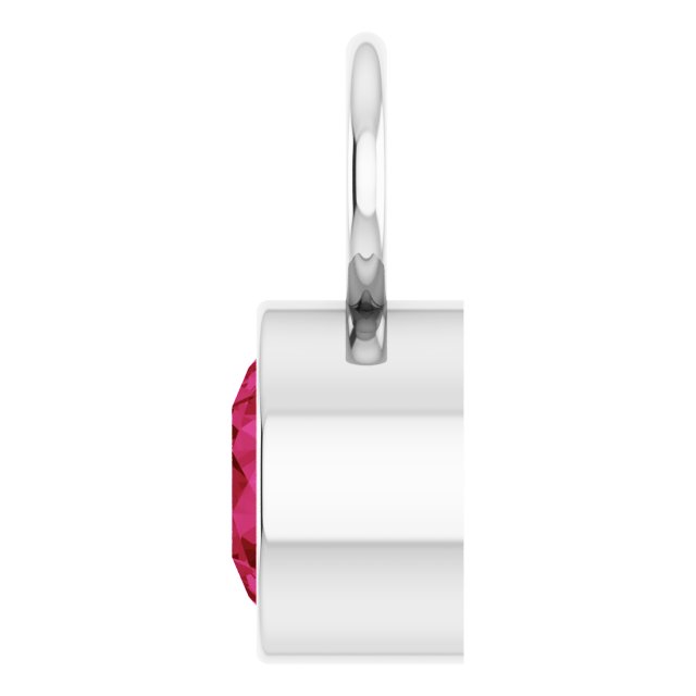 Lab-Grown Ruby Hoop Dangle, 6.17 mm x 8.51 mm