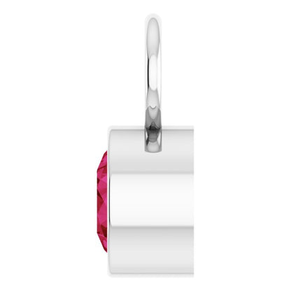 Lab-Grown Ruby Hoop Dangle, 6.17 mm x 8.51 mm