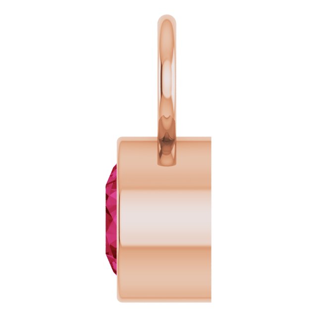 Lab-Grown Ruby Hoop Dangle, 6.17 mm x 8.51 mm