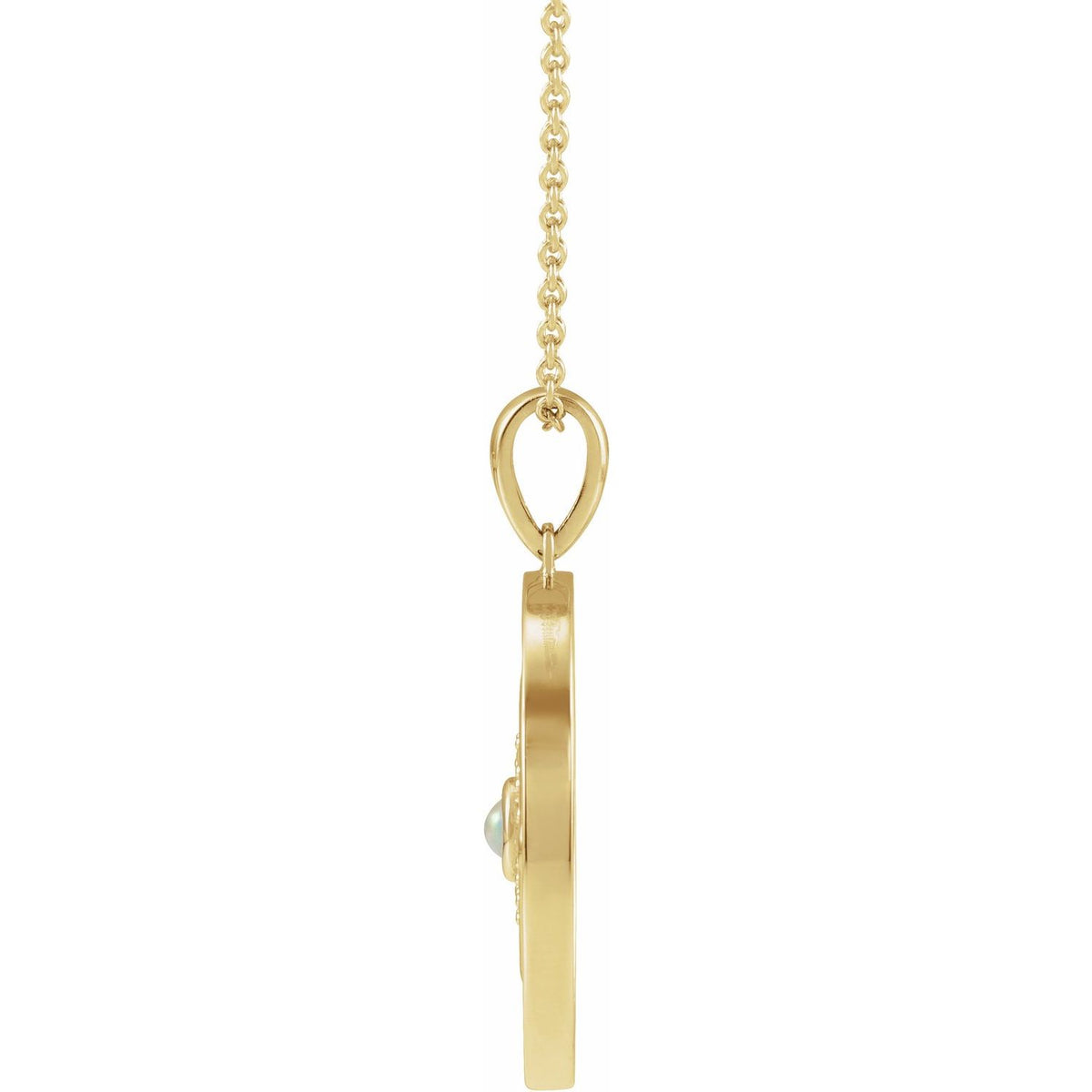 14K Yellow Gold Natural Ethiopian Opal & 1/6 CTW Natural Diamond Evil Eye 16-18" Necklace