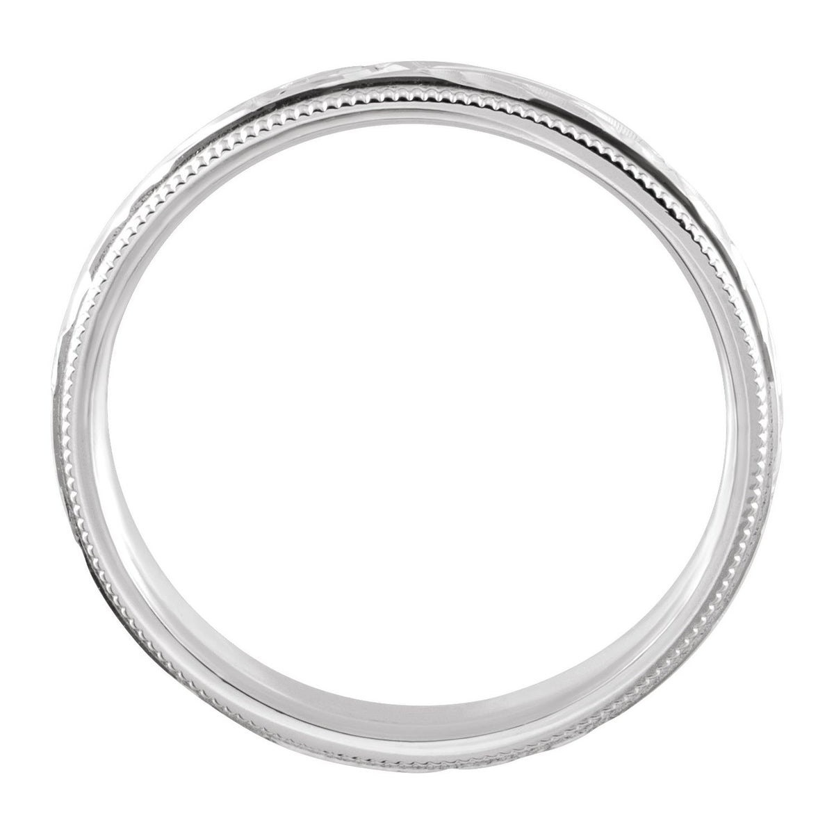 Hand-Engraved Milgrain Sculptural Comfort-Fit Half-Round Band