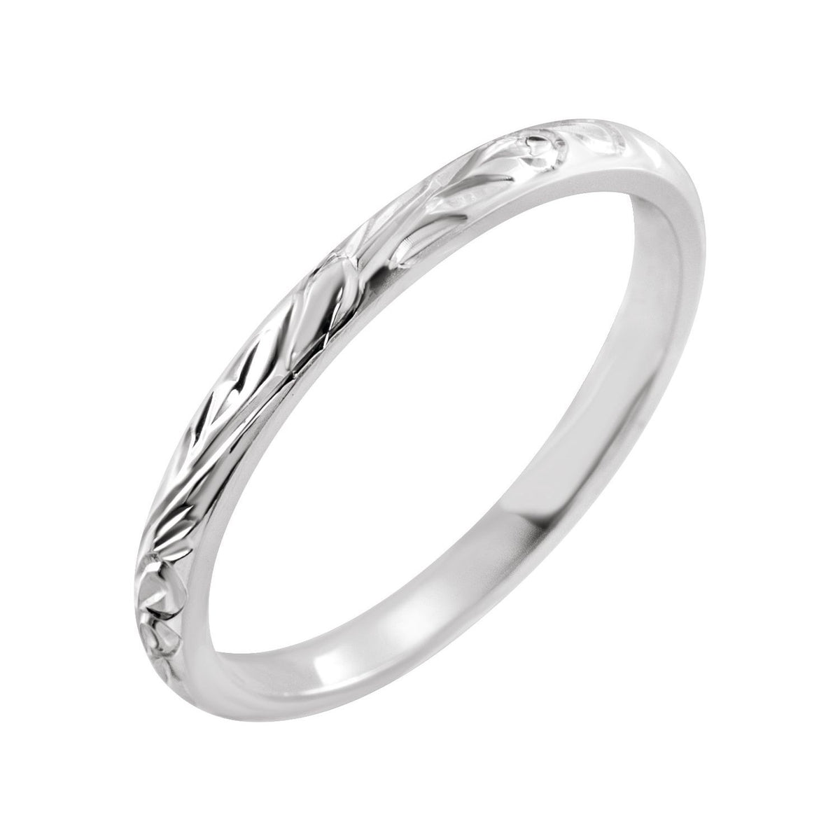 Platinum Hand-Engraved Band, 2 mm, Style 2