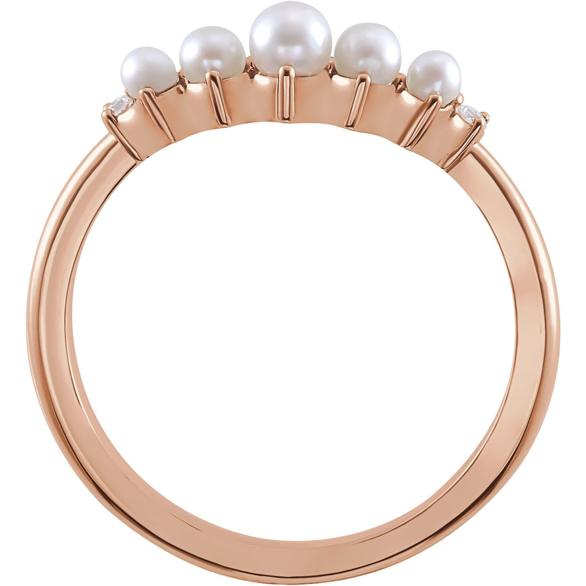 Pearl & .03 CTW Natural Diamond Contour Band