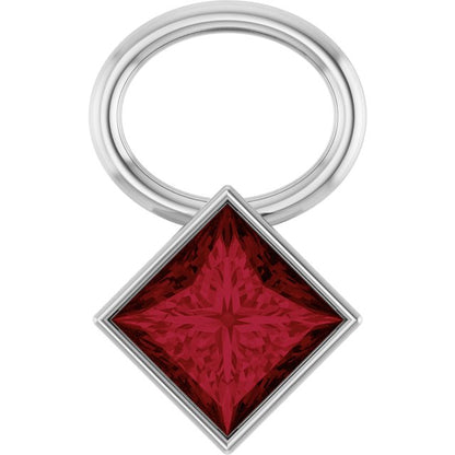 Lab-Grown Ruby Hoop Dangle, 5.08 mm x 8.29 mm