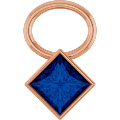 Lab-Grown Blue Sapphire Hoop Dangle, 5.08 mm x 8.29 mm