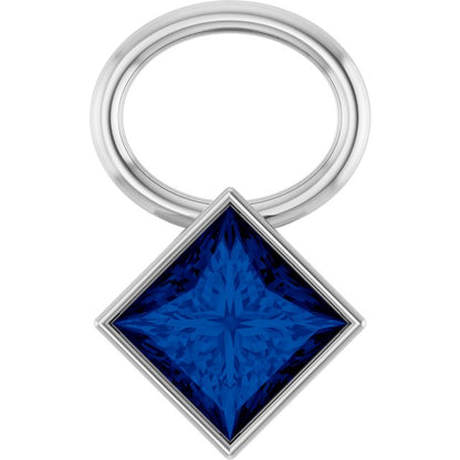 Lab-Grown Blue Sapphire Hoop Dangle, 5.08 mm x 8.29 mm