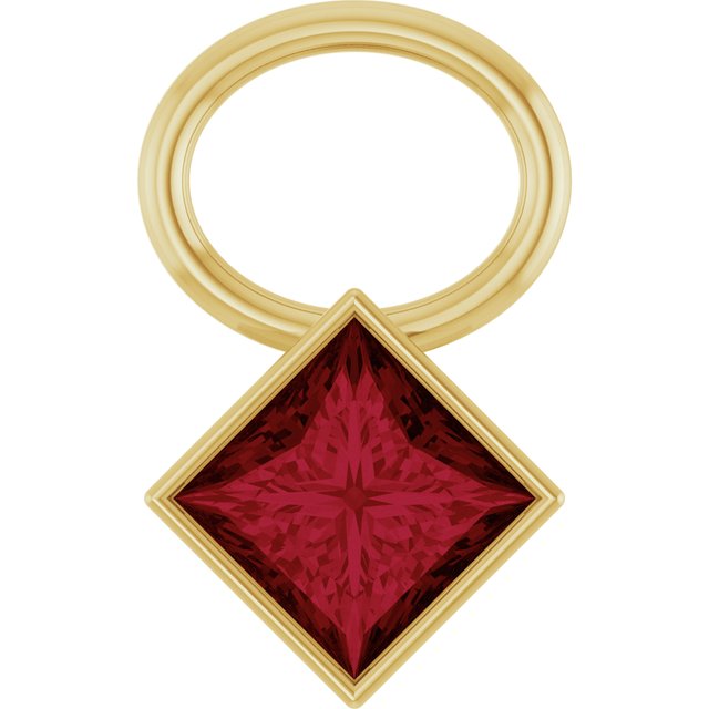 Lab-Grown Ruby Square Bezel-Set Hoop Dangle
