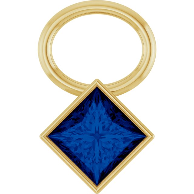 Lab-Grown Blue Sapphire Hoop Dangle, 5.08 mm x 8.29 mm