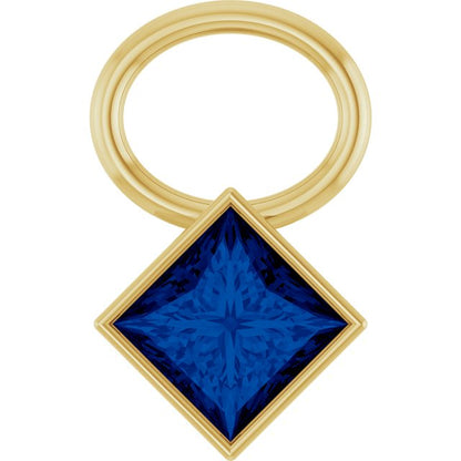 Lab-Grown Blue Sapphire Hoop Dangle, 5.08 mm x 8.29 mm
