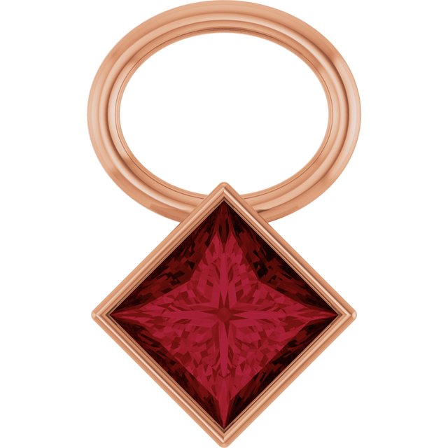 Lab-Grown Ruby Hoop Dangle, 5.08 mm x 8.29 mm
