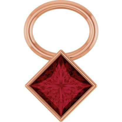 Lab-Grown Ruby Hoop Dangle, 5.08 mm x 8.29 mm