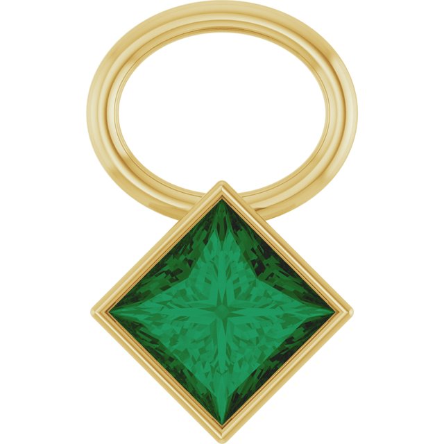 Lab-Grown Emerald Square Bezel-Set Hoop Dangle