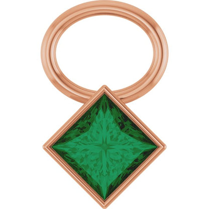 Lab-Grown Emerald Hoop Dangle, 5.08 mm x 8.29 mm
