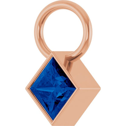 Lab-Grown Blue Sapphire Hoop Dangle, 5.08 mm x 8.29 mm