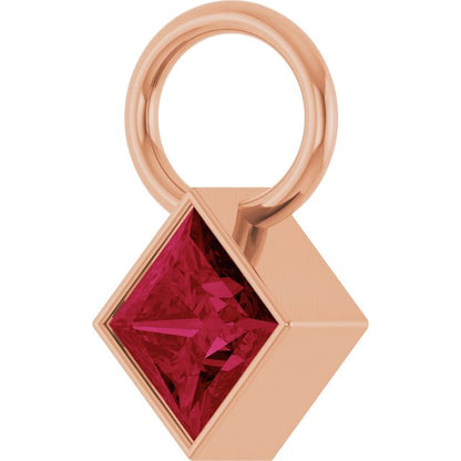 Lab-Grown Ruby Hoop Dangle, 5.08 mm x 8.29 mm